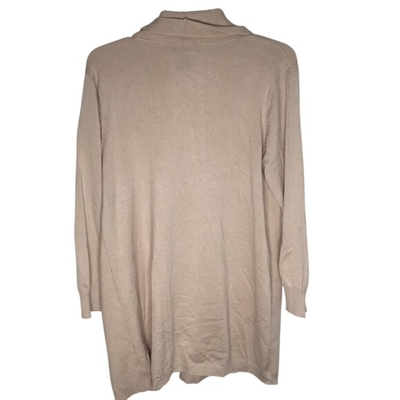 Select + Trend Sweater Womens 1X Light Oatmeal Open Front Cardigan Pockets Knit - Picture 13 of 16